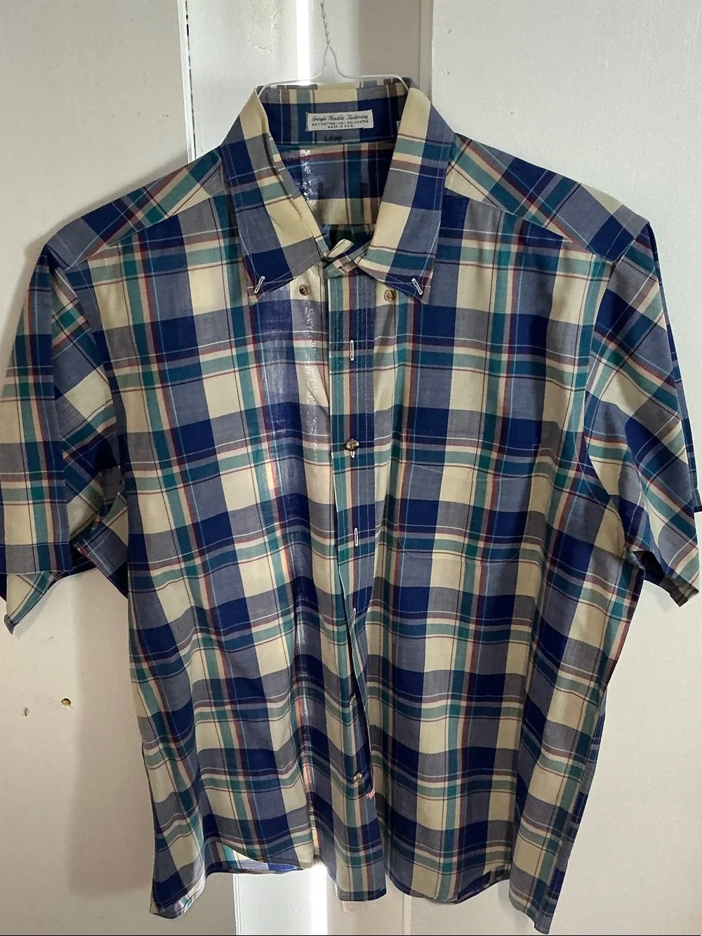 Levi's Short-Sleeve Plaid Button-Down Shirt - Blue & Cream